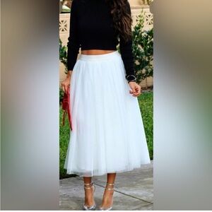 Joeoy Elegant White Tulle Skirt